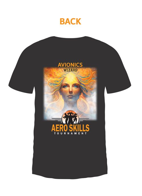 avionics tshirt, wizard image back view