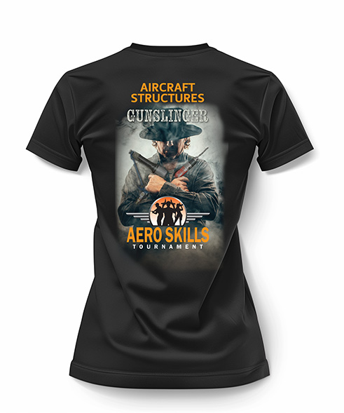 ladies gunslinger t-shirt back view